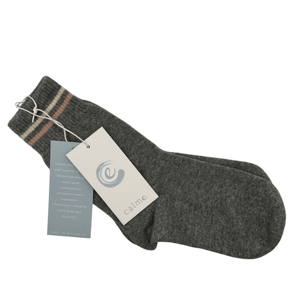Johnny Was‎ Calme Cashmere Two Tone Socks Gray Striped Cuff Womens M/L New